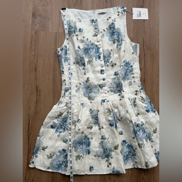 Faithfull The Brand Blue Floral Linen Mini Dress NWT | Summer Cottagecore 10 - Picture 12 of 12